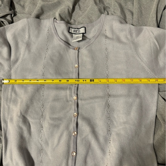 BICE| Soft grey cardigan sweater button beading granny core| size medium - Picture 7 of 9